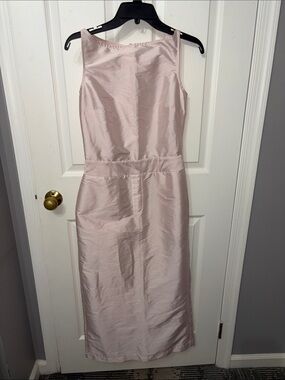 Satin Midi Dress in Soft Blush Pink